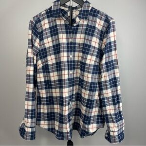 J Crew Women’s Blue and Cream‎ Plaid Flannel Long Sleeve Shirt size Med